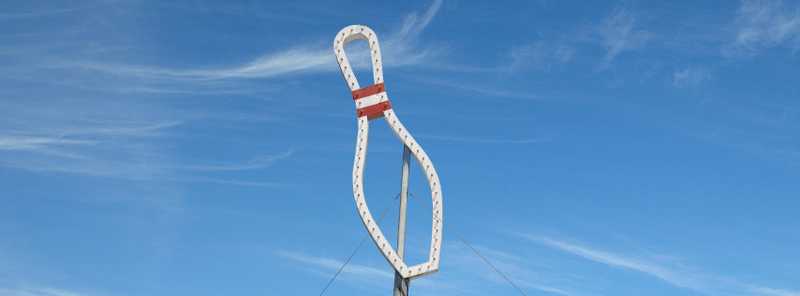 Kent Bowl sign showing bowling pin